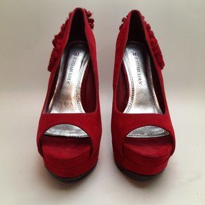 Just Fab red high heel shoes Size 8.  Lightly worn